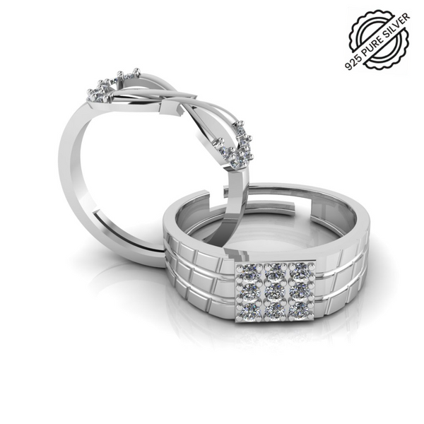 Pure 925 Silver Cut Diamond Infinity Couples Ring