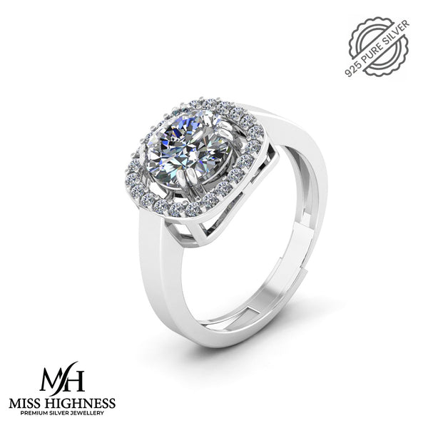 Pure 925 Silver Sapphire Engagement Ring For Girls