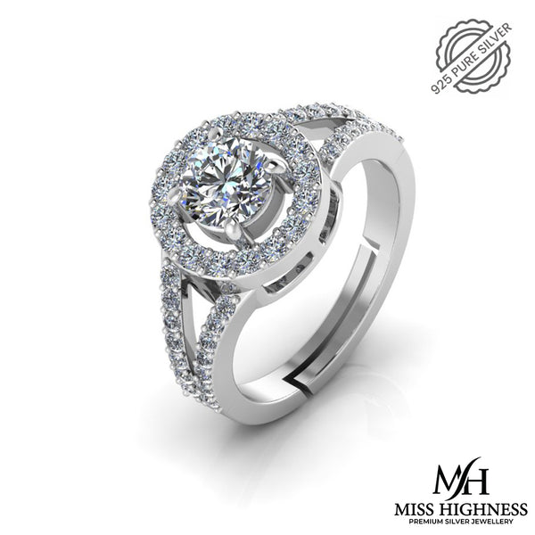 925 Pure Starling Silver Bride Boom Facet Ring for Ladies