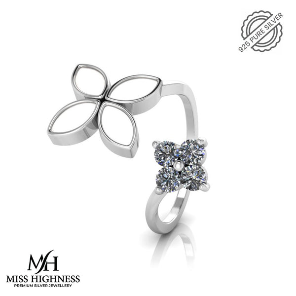 925 Sterling Silver Cubic Zircon Enamel Ring Freesize