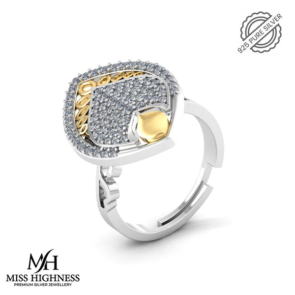 Pure 925 Silver Gold Plated Delicate Special Ring for Ladies