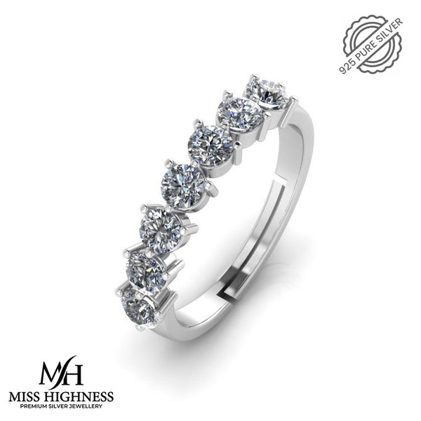 925 Sterling Silver Diamond studded minimal Ring for Women and Girls