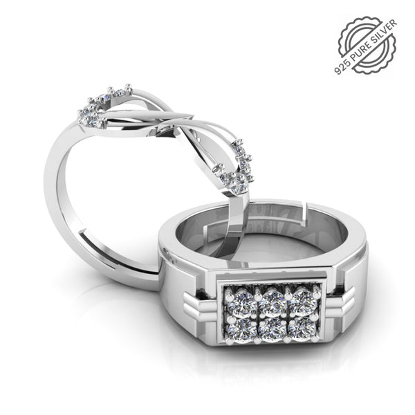 Pure 925 Silver Hip Hop Infinity Special Couple's Ring