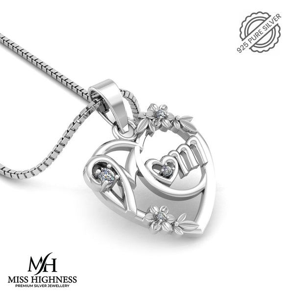 925 Pure Silver Pretty Mom's Heart Pendant