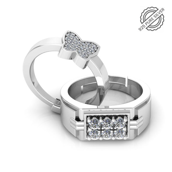 Pure 925 Silver Hip Hop Butterfly Special Couples Ring