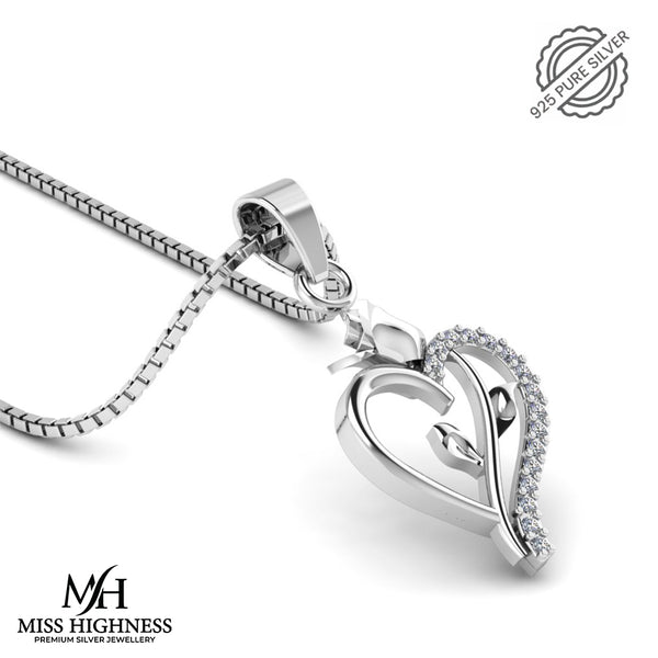 Pure 925 Silver Rose Heart Special Pendant for Girls