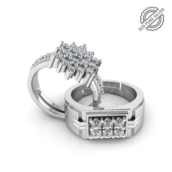 Pure 925 Silver Hip Hop Pretty Posy Cocktail Ring For Couple's