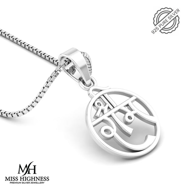 Pure 925 Silver Shree Ram Pendant with Link Chain