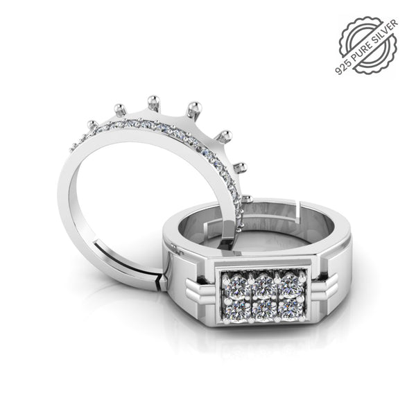 Pure 925 Silver Hip Hop Crown Special Couples Ring