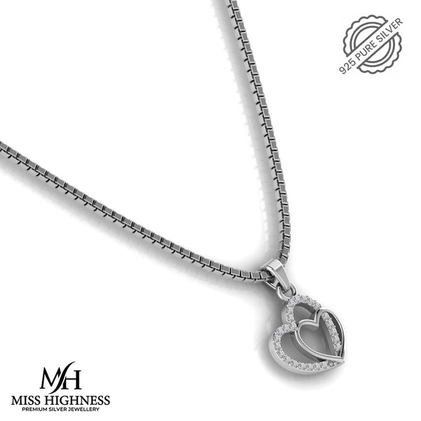 925 Pure Starling Silver Bonded Heart Pendent for Ladies