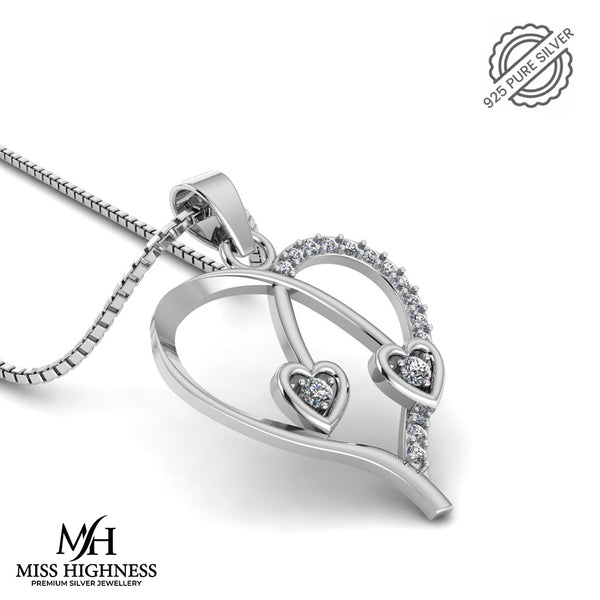 Pure 925 Silver Beautiful Love Heart Pendant for Women's