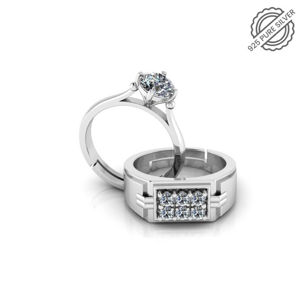 Pure 925 Silver Moissanite Hip Hop Special Couple's Ring