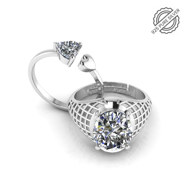 Pure 925 Silver Double Heart Jonaisa Couple's Special Ring