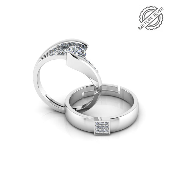 925 Pure Starling Silver Solitaire Diamond Statement and Classy Status Special Couple's Ring