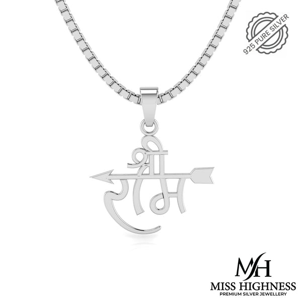 Pure 925 Silver Shri Krishna Sudarshan Chakra flute pendant with Silver Link Chain