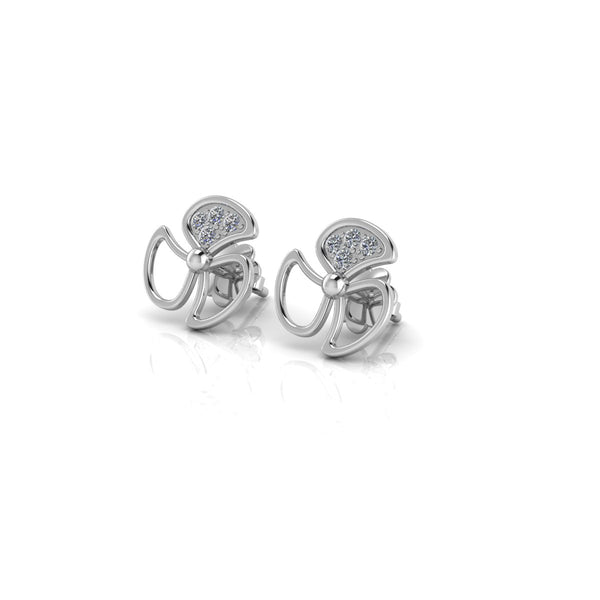 Silver Flower Earring with Diamond