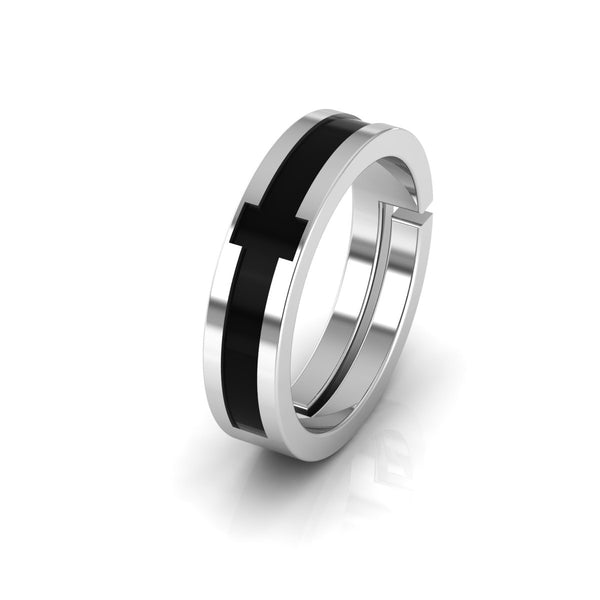 925 Pure Silver Black Cross Fidget Rings For Men